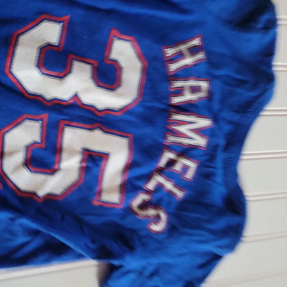 Texas Rangers Shirt Boys 4 Blue Red Crew Neck Short Sleeve Hamels 35 Comfort Top
